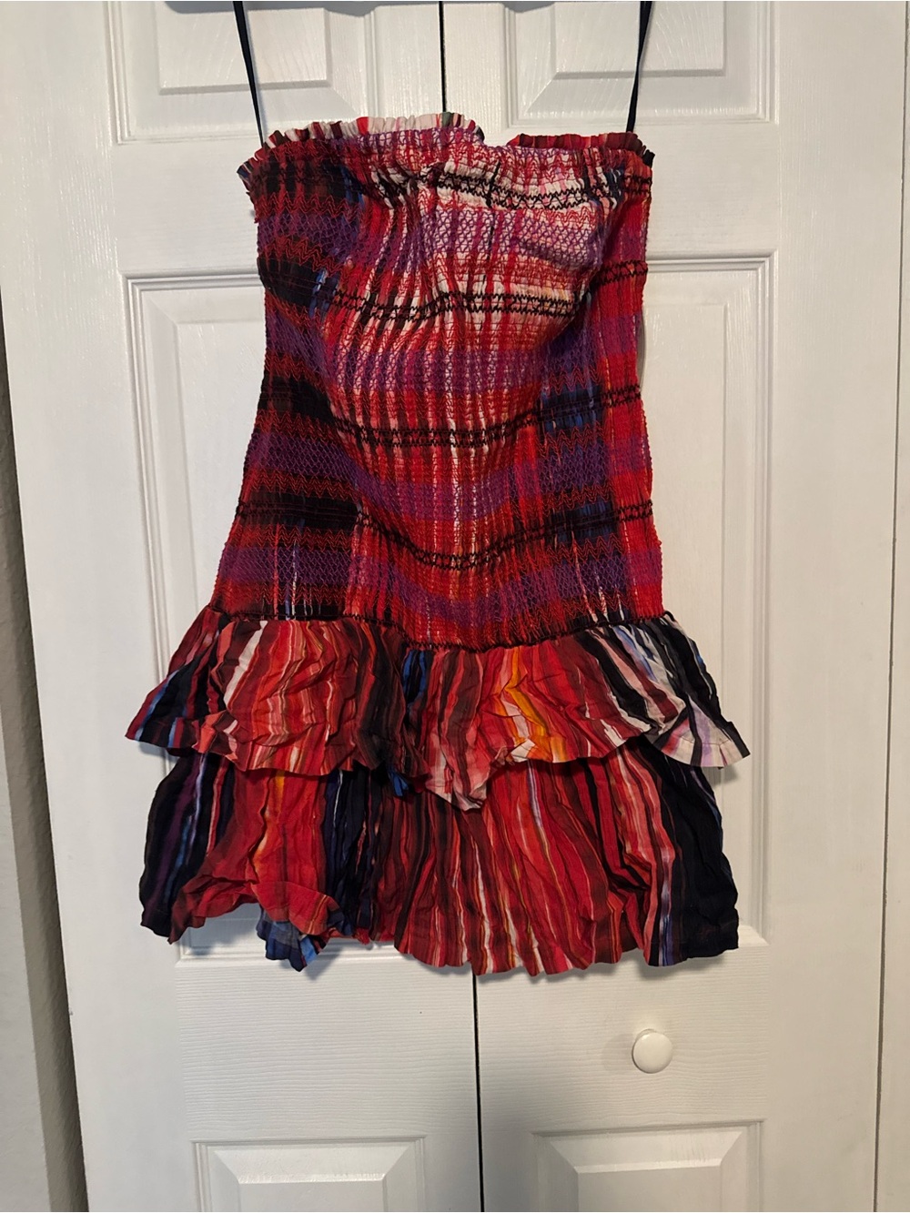 Plenty by Tracy Reese Red Multi-Stripe Ruffle Mini Skirt